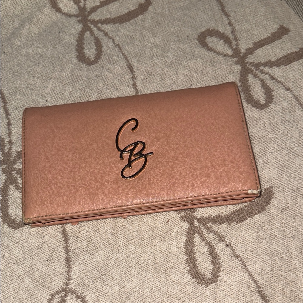 House of CB Pink Tan Logo Clutch Wallet